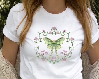 Luna Moth Shirt | Luna Moth Lover Gift | Luna Moth T-Shirt | Lunar Moth T-Shirt | Goblincore Clothing | Comfort Colors Moth Shirt