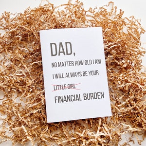 Dad Greeting Card | Financial Burden | Daddy | Happy Fathers Day | Funny Birthday Card | Milestone Birthday | Dad Birthday Card | Dad Gifts