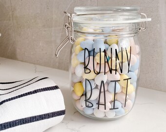 Personalised Bunny Gonk Jar fill with Treats Sweets Eggs Happy Easter Gift Name