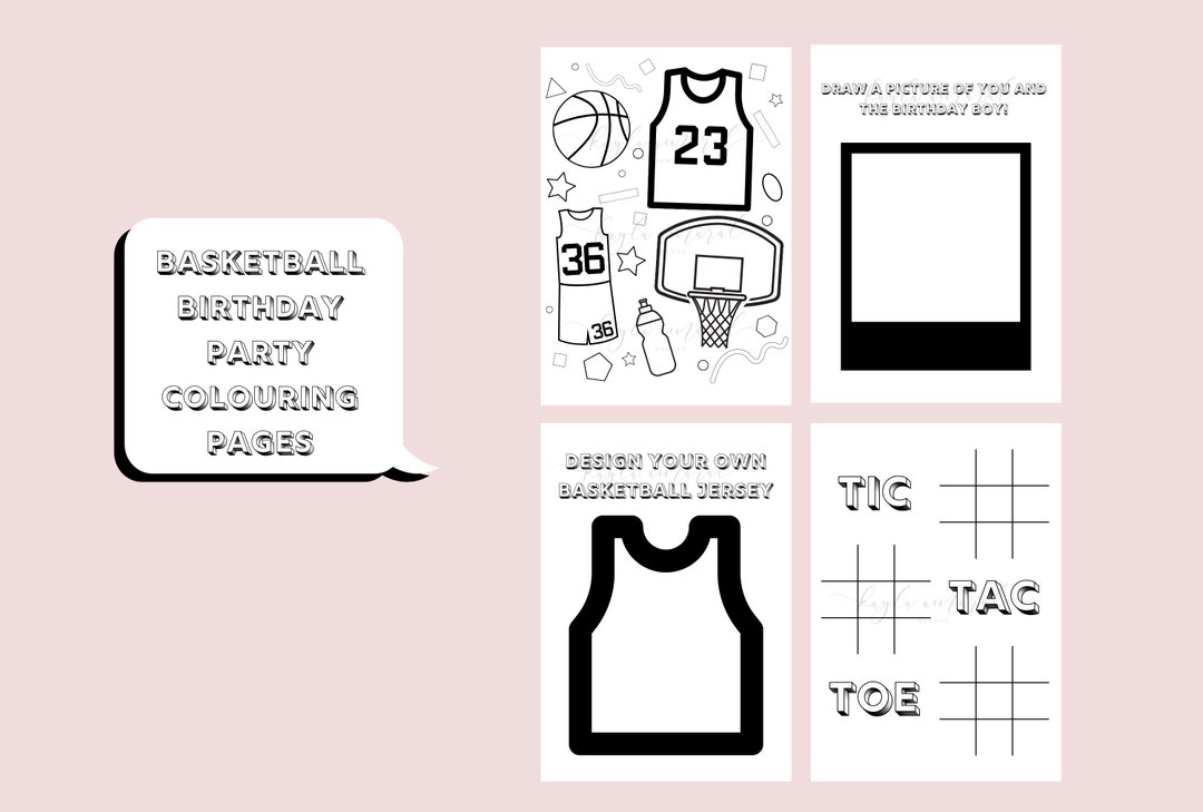 Basketball Birthday Party Colouring Page | Kids Party Activity ...