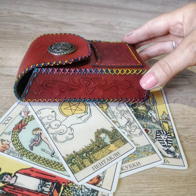 Cozy handmade Tarot card leather case of all sizes Etsy