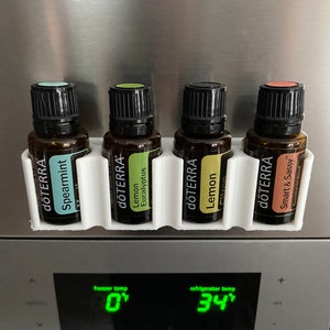 Essential OIL  Fridge or Wall Holder  (Magnetic or Screw attachment)  - 4 Oil model  (Standard 15ml Bottles)