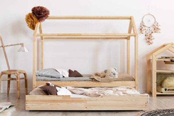 Montessori Floor Bed Toddler House Bed Montessori Bed Wood Bed Children Bed Floor Bed Teepee Bed House Bed With Drawer Teepee 4