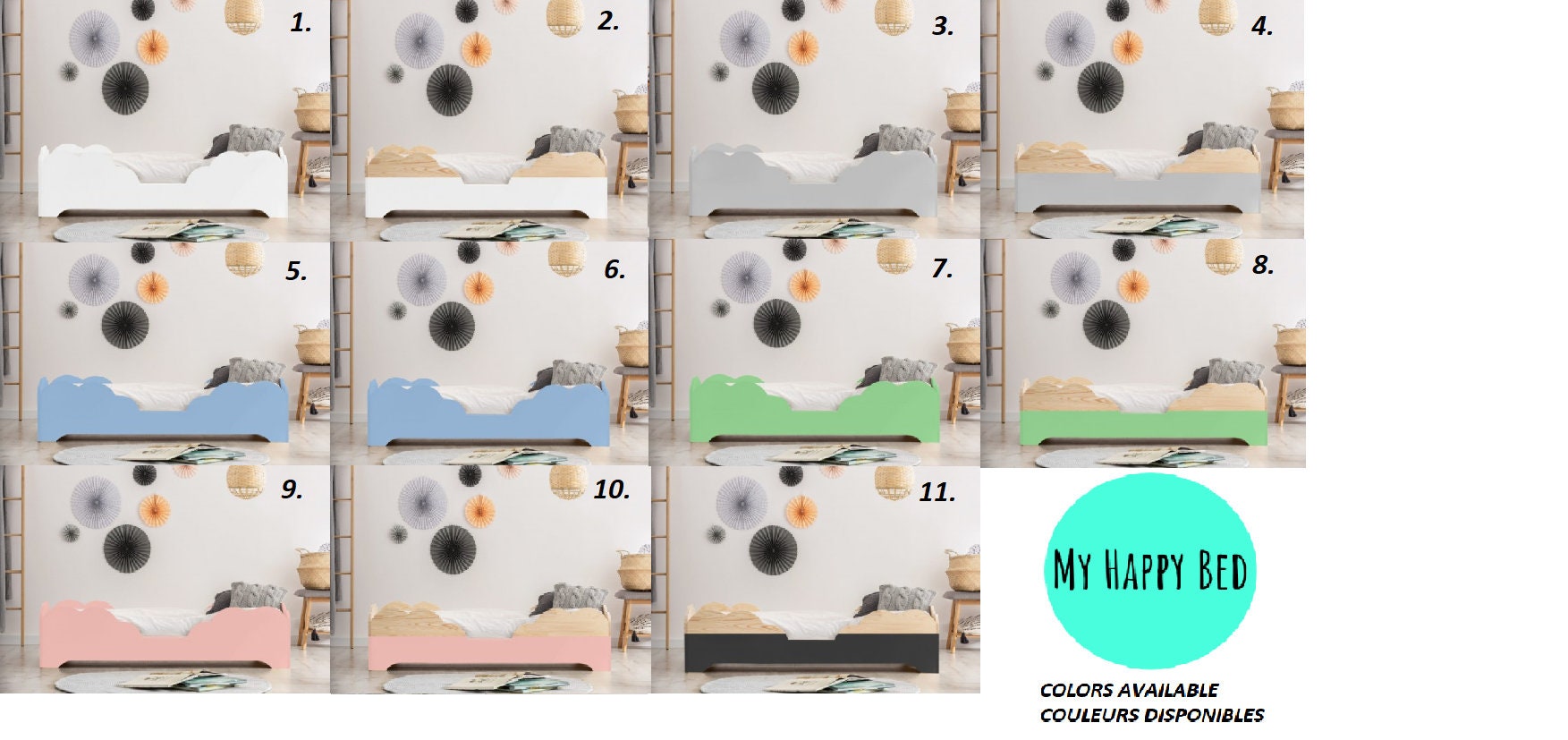 CAMA de niño FLOWER cama de madera cama individual para | Etsy