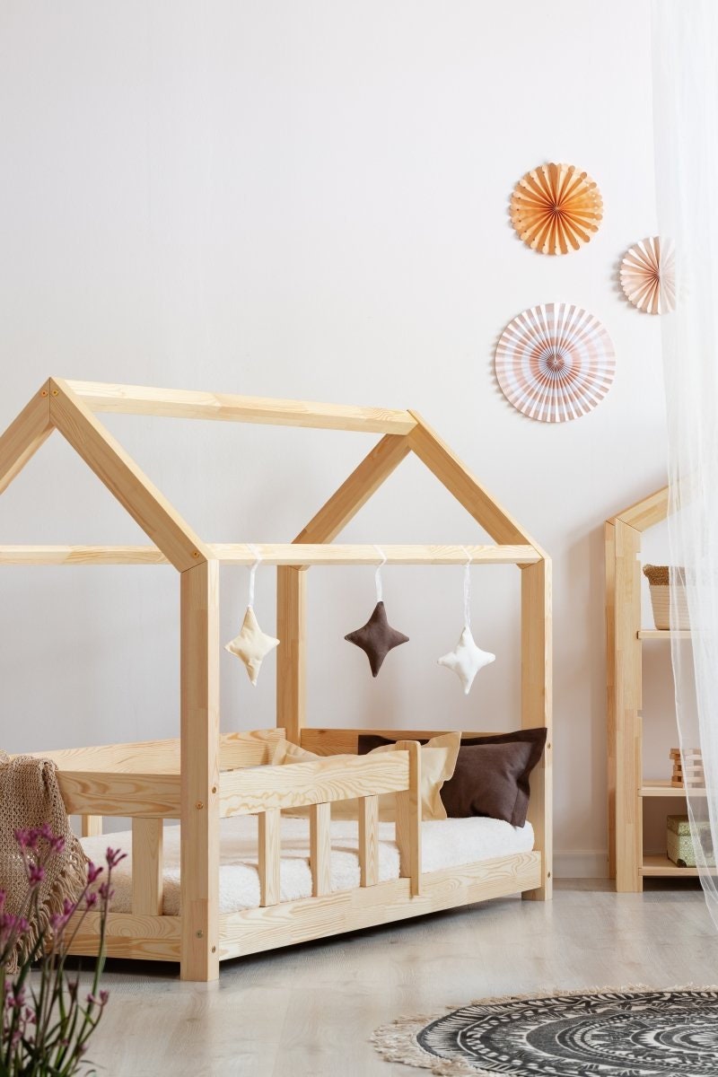 Montessori Floor Bed Toddler House Bed Montessori Bed Wood Bed Children Bed Floor Bed Teepee Bed House Bed With Barriers Teepee 2z