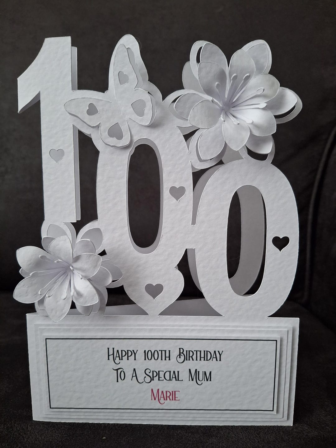 Handmade Personalised 100th Birthday Card, 3d Papercut Lillies ...