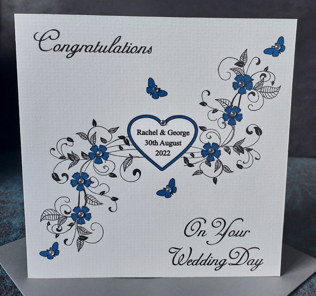 Handmade Personalised Wedding Day Card, Wedding Flourishes - Etsy UK