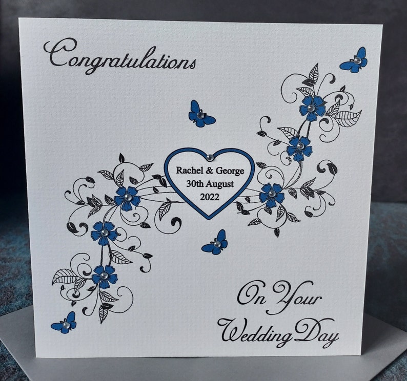 Handmade Personalised Wedding Day Card, Wedding Flourishes - Etsy UK