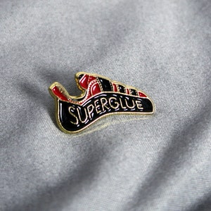 Superglue Shoe Enamel Pin – Unique Gift for Climbers – Rock Climbing Pin – Bouldering Pin
