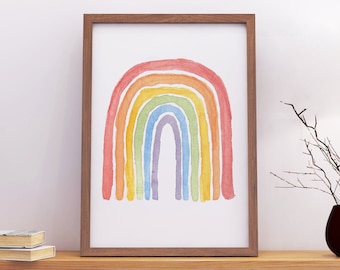 Bright Rainbow Watercolor Printable Digital Download