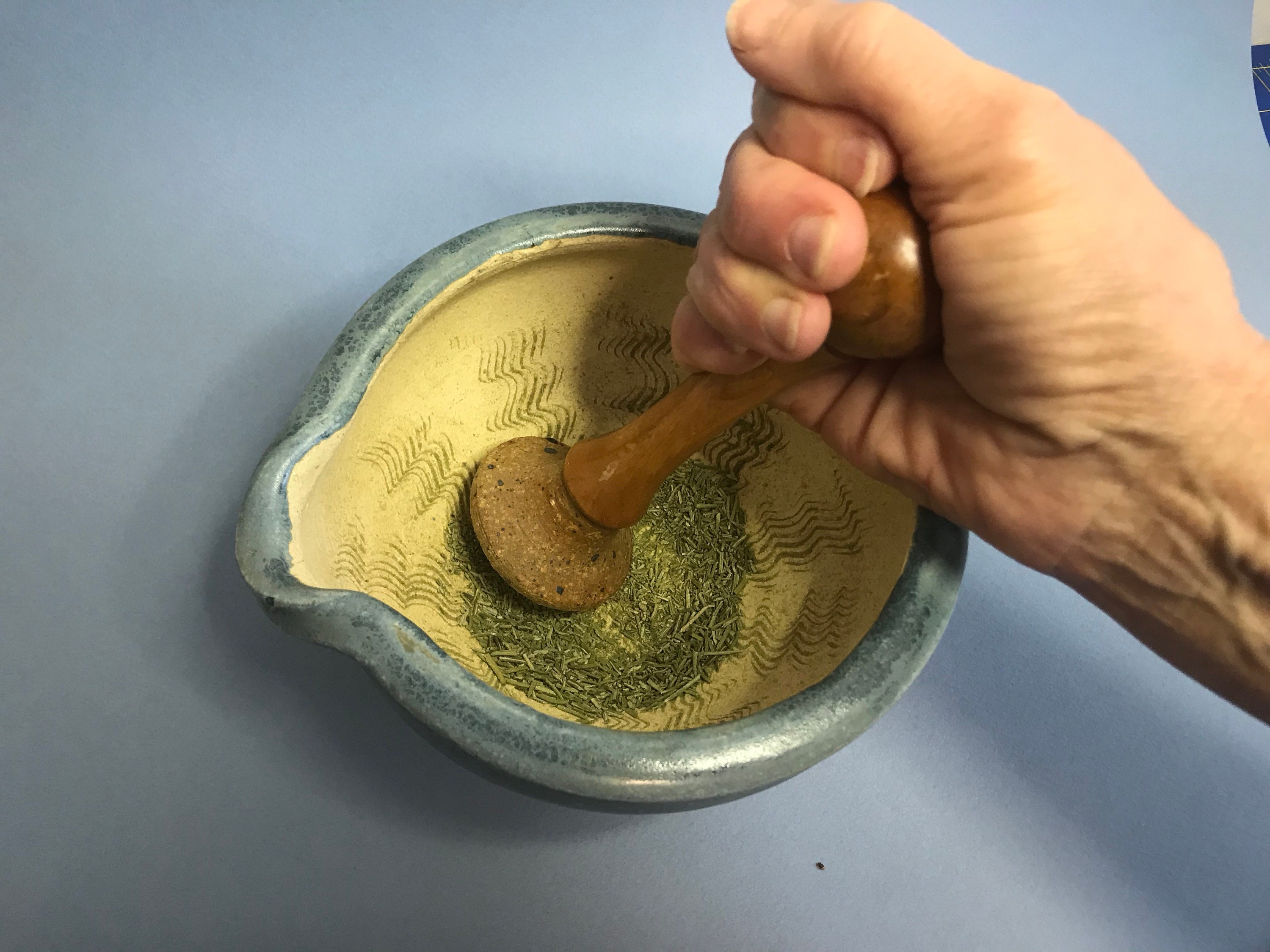 Hand Thrown Ceramic Mortar and Pestle for Grinding and Crushing Herbs