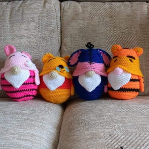 Crochet Pooh and friends gnomes