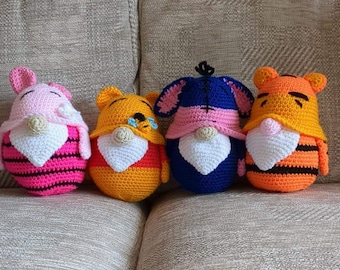 Crochet Pooh and friends gnomes