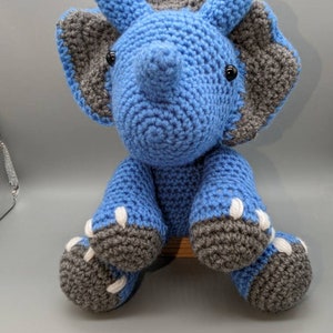 Super cute crochet triceratops dinosaur
