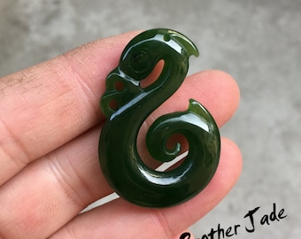 Nephrite Jade Koru Pendant: Maori Style Greenstone Twist