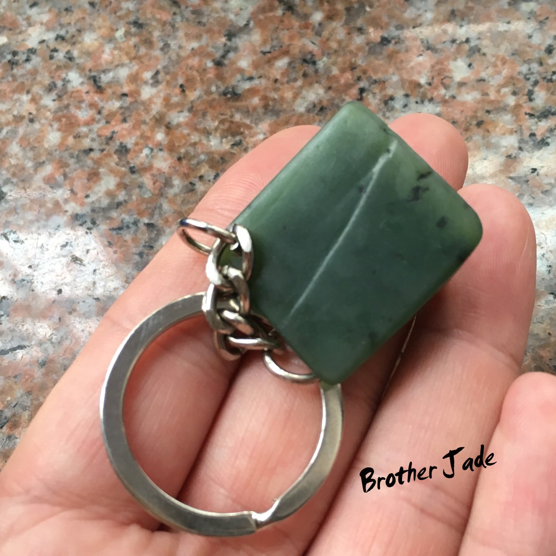 Canadian Ore Specimen Nephrite Natural Green Jade Keychains Meet You is Fate, With the Key Chain