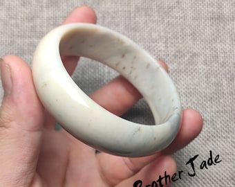 56,2 mm - Russland weiße Jade - Nephrit Natürlich - weiße Jade Armband - 62.7g - N187