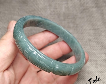 Natural Blue Jadeite Bangle: Guatemala Gemstone Bracelet (55-64mm)