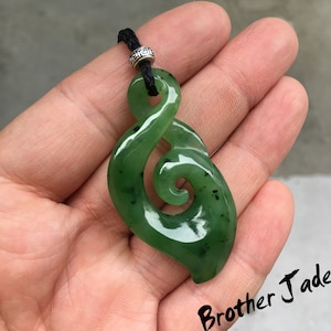 Russia Nephrite Jade - Natural Green Jade Pendant - Maori Inspired Twist Pendant - Koru - Real Jade  - gift- 12.2g -N421