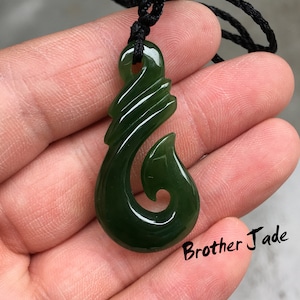 Russia Nephrite Jade - Natural Green Jade Pendant - Maori Inspired Pendant - Koru - Real Jade  - gift- 6.1g -N419