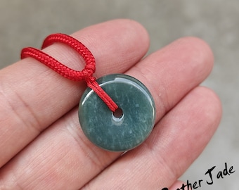 Natural Blue Jade Donut Pendant: Guatemala Jadeite, Lucky Charm (3.4g)