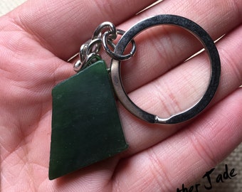 Canadian ore specimen - Nephrite Natural -  Green Jade - keychains - Meet you is fate, with the key chain -15.2g - 064