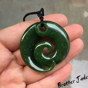 Russia Nephrite Jade - Natural Green Jade Pendant - Maori Inspired Pendant - Koru - Real Jade  - gift- 24.6g -N423