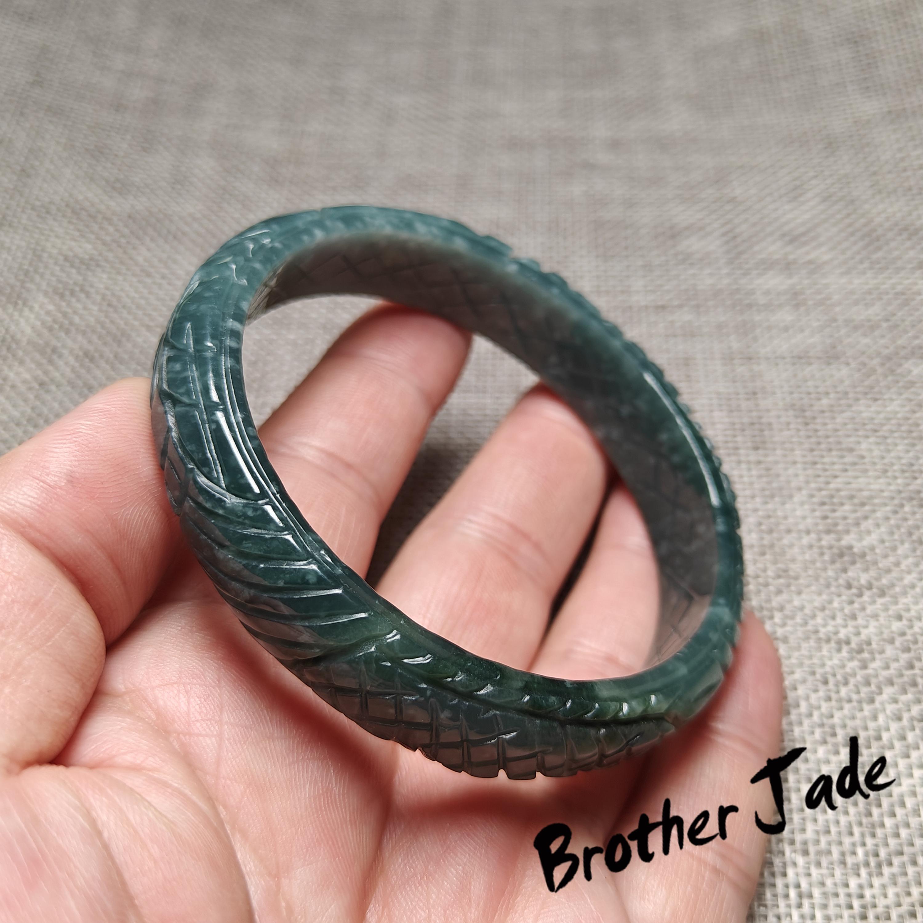62.7 mm ブルージェイドバングル：天然グアテマラ産翡翠ブレスレット