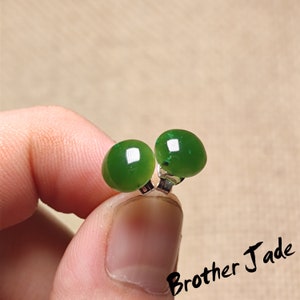 Pendientes de 8 mm - Nefrita Natural - jade verde - Pendientes de jade - colgante - Regalo - De Canadá - 1,3 g - N167