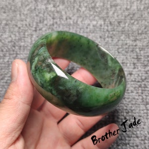 58mm size - Russia  - Free Shipping -  jade bangle - Jade bracelet - green jade -  bracelets - Authentic Jade - Delicate - 95.3g - N248