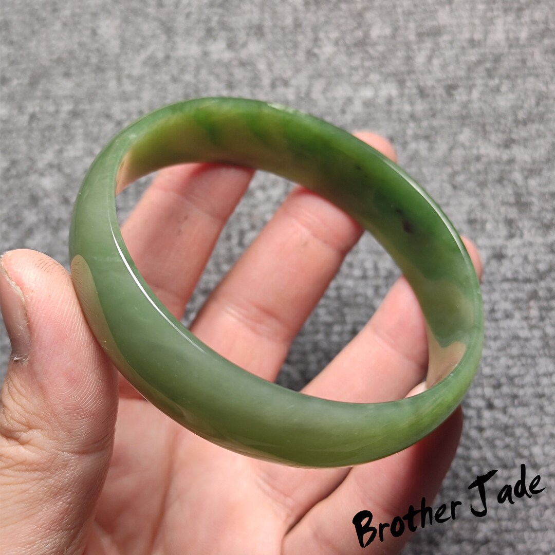 62mm Size Russia Free Shipping Jade Bangle Jade Bracelet Green Jade Bracelets Authentic Jade