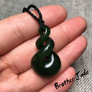 Russia Nephrite Jade - Natural Green Jade Pendant - Maori Inspired Pendant - Koru - Real Jade  - gift- 7.6g -N414