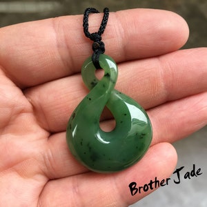 Russia Nephrite Jade - Natural Green Jade Pendant - Maori Inspired Pendant - Koru - Real Jade  - gift- 10.6g -N411