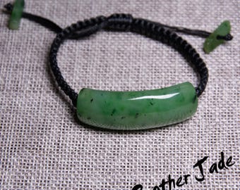Russia jasper - Nephrite Natural - green jade bracelet  - N828 -  15.8g