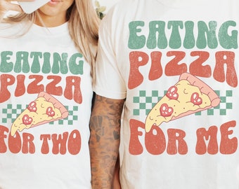 Eating Pizza for Two Pregnancy Announcement Shirt, Couples Eating For Two Baby Announcement, Maternity Tshirt for Pizza Lover