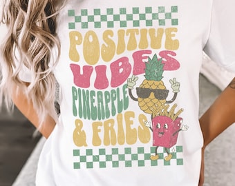 Lucky Transfer Day Couples Shirts, IVF Embryo Transfer Tshirt, Positive Vibes Pineapple and Fries IUI Day T Shirt, Gift For IVF