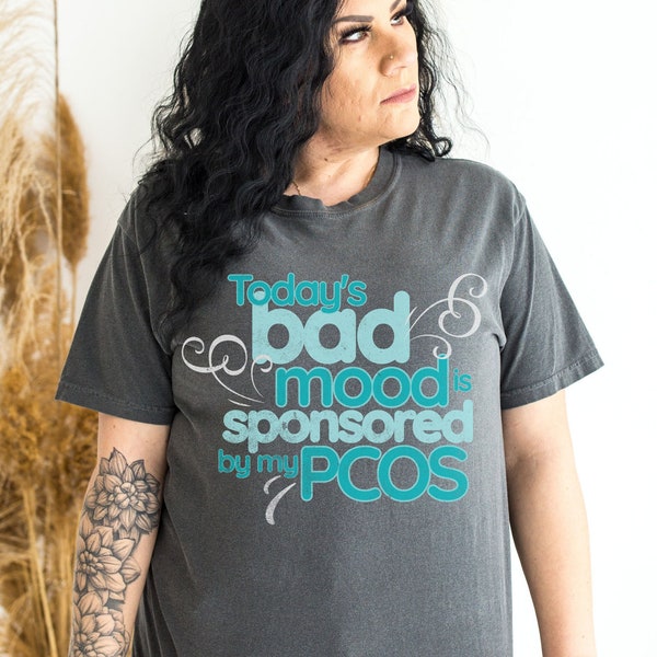 Funny PCOS Awareness Shirt, September Polycystic Ovarian Syndrome Awareness Month, Teal PCOS Humor Premium Comfort Colors Oversized Tshirt