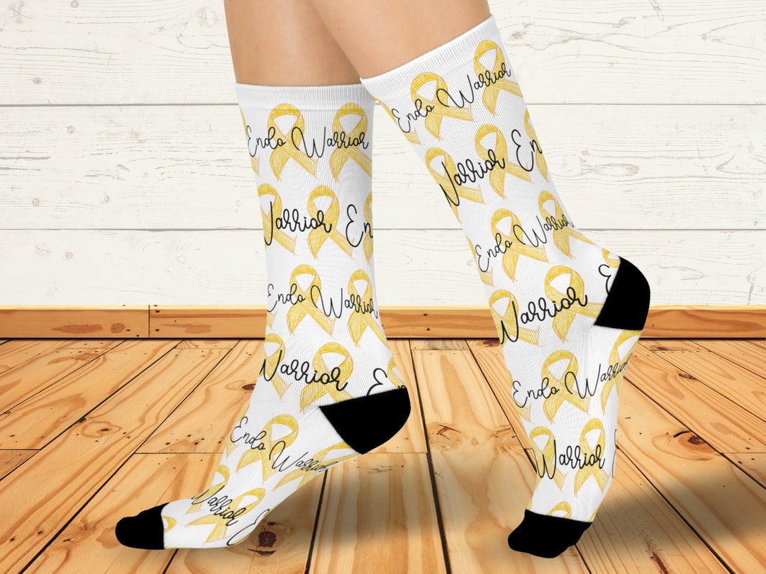 Endo Warrior Socks, Endometriosis Awareness Yellow Ribbon, Gift for