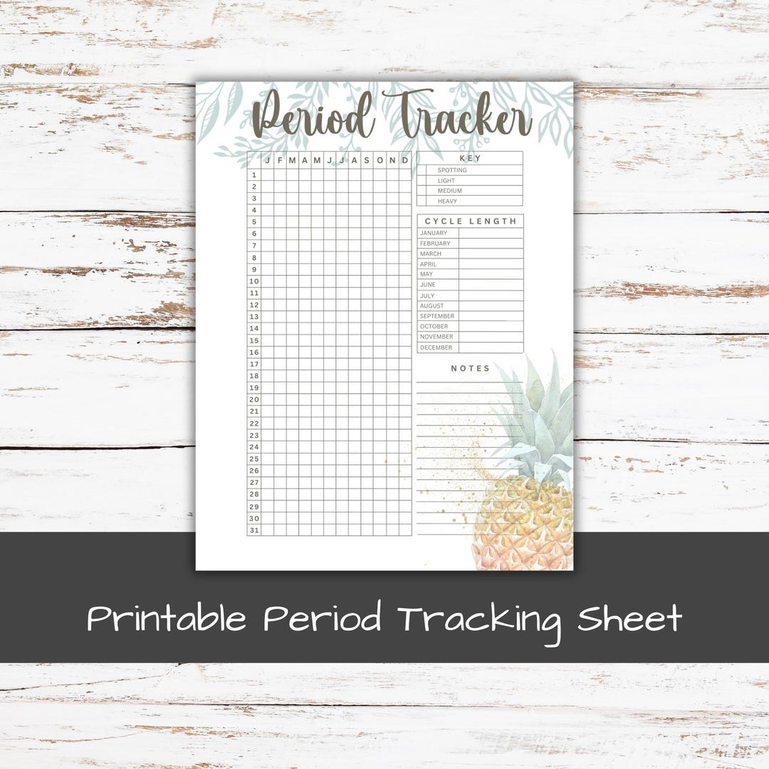 Printable Menstrual Cycle Tracking Page, Period Symptom Tracker ...