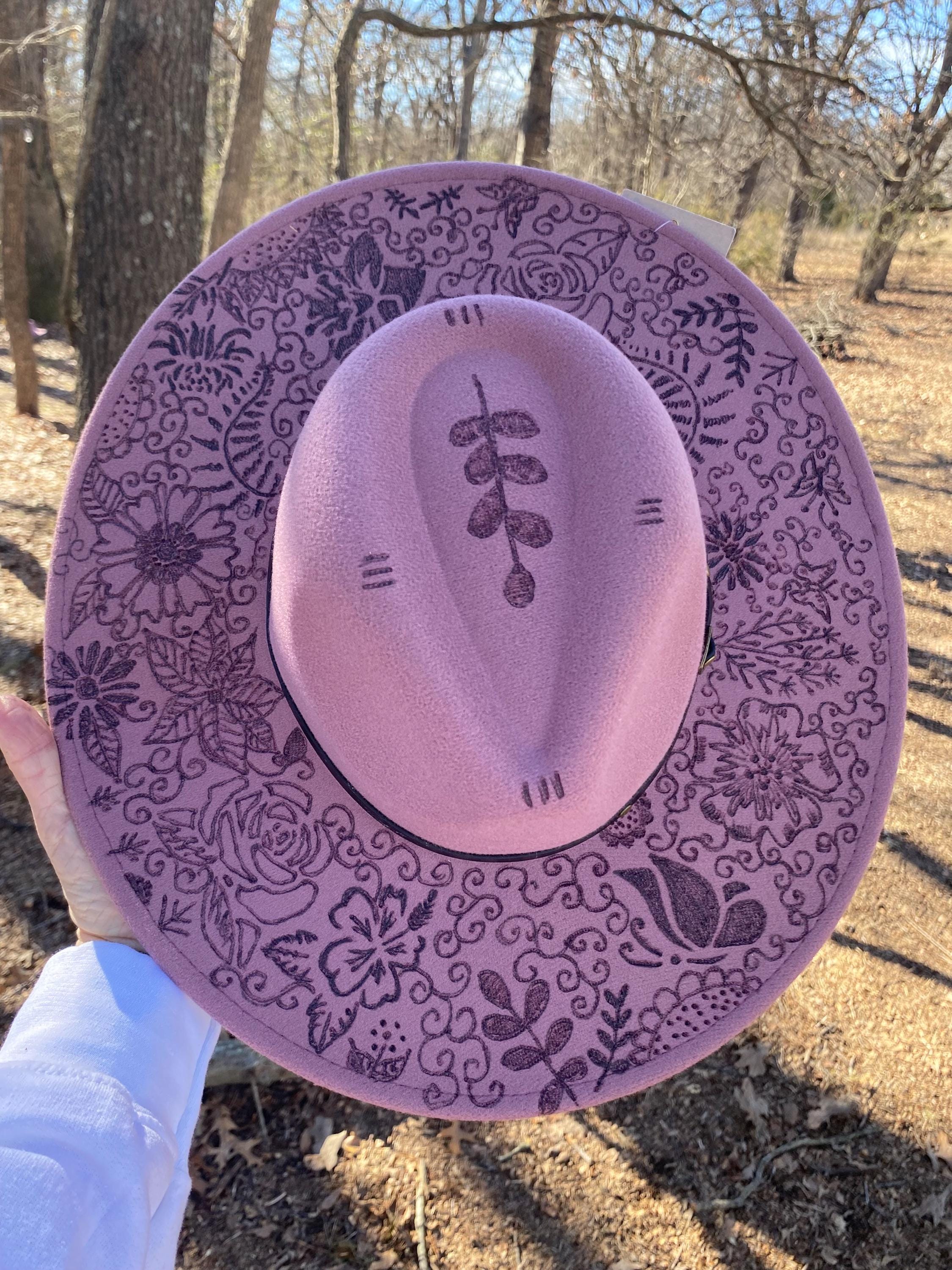 Hand Burned Floral Felt Western Hat – Boho Cowgirl Fedora - Etsy