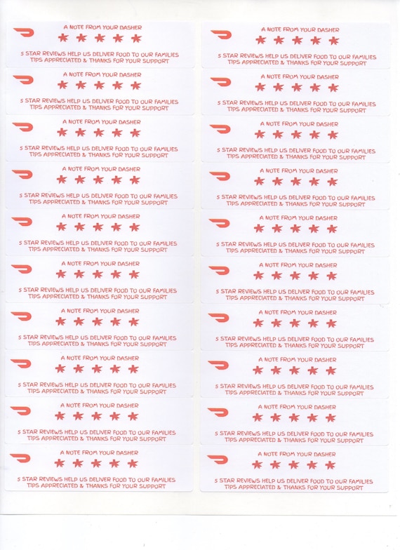 Doordash Driver Review Stickers 100 Stickers Etsy