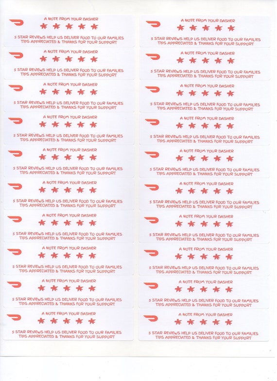 Doordash Driver Review Stickers 100 Stickers Etsy