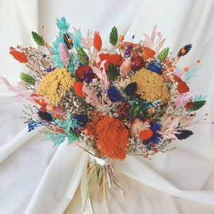Vibrant Colourful Wedding Flowers / Boho Bridal Bouquet / Boho Wedding Bouquet / Boho Dried Bouquet