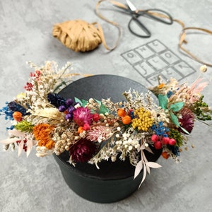 Colourful bridal crown  / Gypsophila, Helichrysum & Other dried flowers crown / Dried Flower Crown / Bridal Crown / Wedding Flower Crown