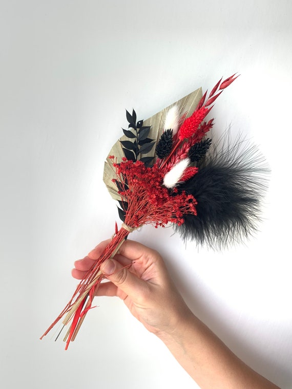 Black and Red Dried Flower bouquet