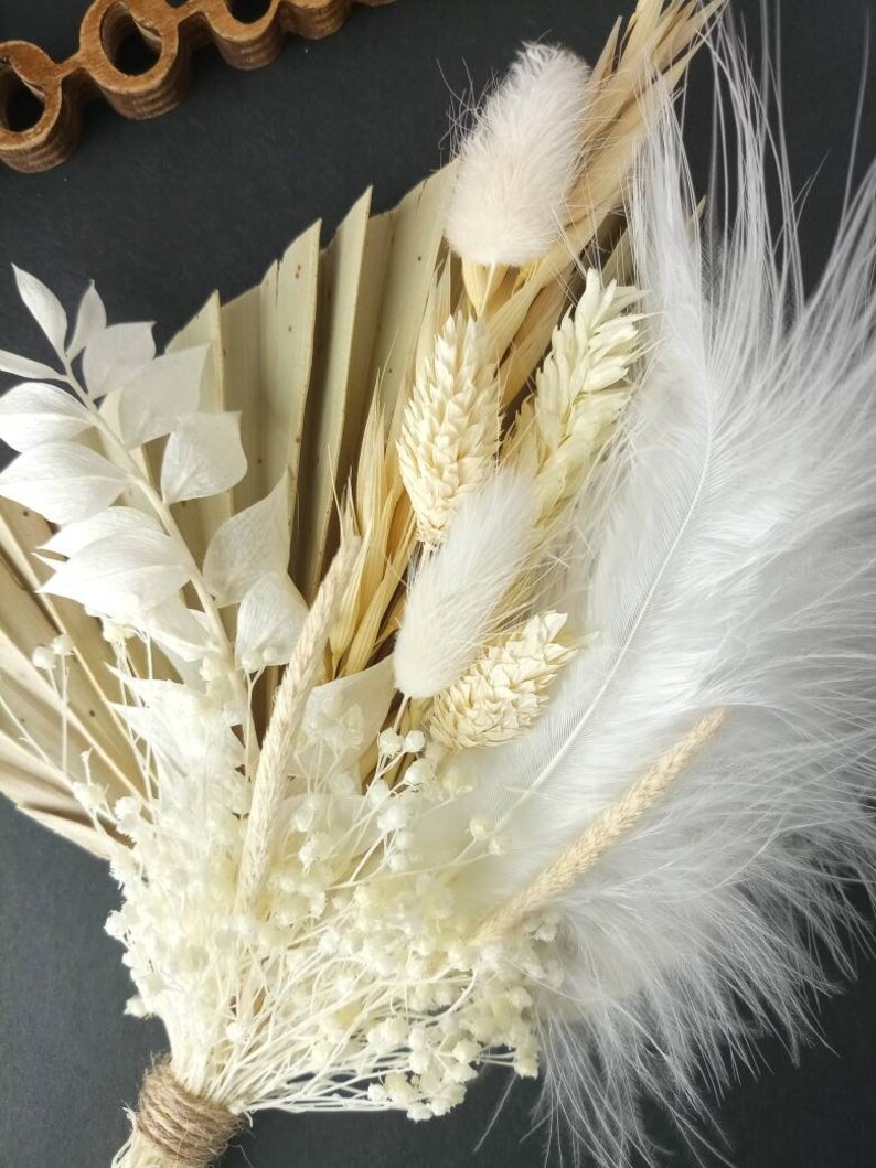 White Dried Flower Bouquet Etsy