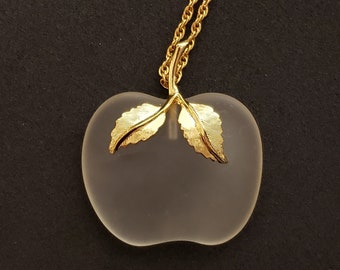 Vintage Clear Apple Gold Tone Necklace 