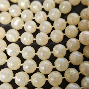 59.75&quot; Iridescent Bubble Beads Faux Mother of Pearl Beaded Necklace Flapper Style