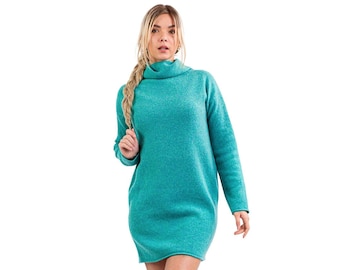 Knitted Wool Dress Womens, Wool Tunic, Winter Dress, Maxi Sweater Dress, Organic Wool Clothing