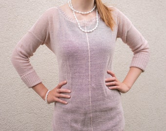 Leinen Strickpullover, Leinen Top, Frauen Leinen Pullover, Sommer Reglan, Flachs Strickkleidung